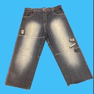 Y2K baggy South Pole jeans patch work graphic double knee